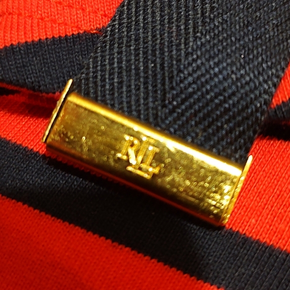 Women's Ralph Lauren Navy & Red Striped Top With Bows - Picture 7 of 7